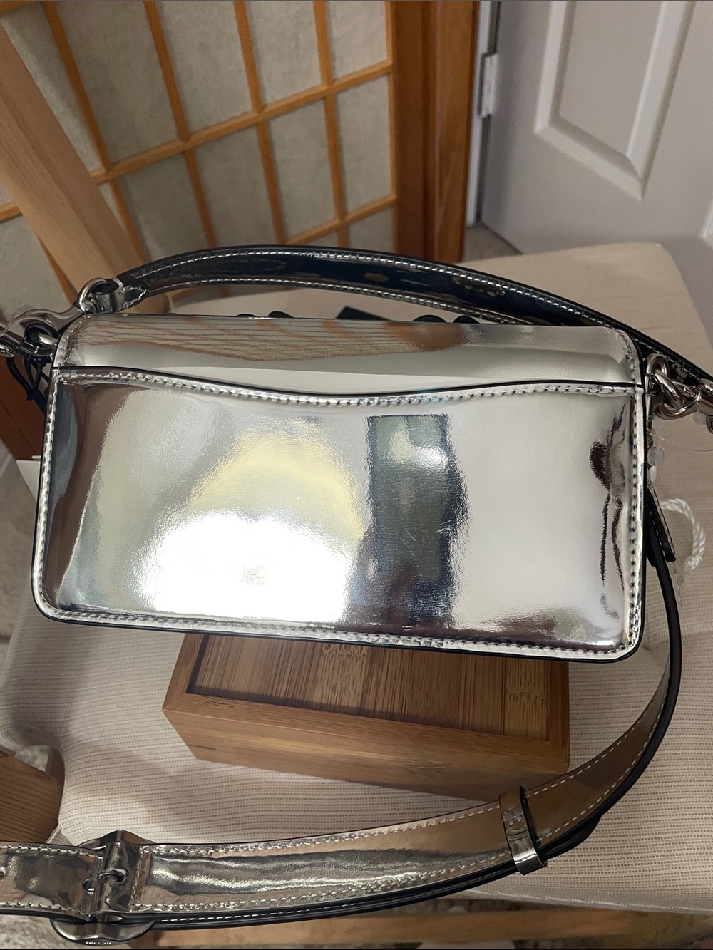 Coach Tabby 20 in Mirror Silver with Five Black Tea Roses NWT - Picture 10 of 17